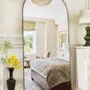 Antok Full Length Mirror, 58"x19" Arched Floor Mirror, Glassless Mirror Full Length with Stand, Floor Mirrors Freestanding, Wall Mounted Mirrors for Living Room, Black