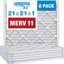 Aerostar 21x21x1 MERV 11 - 6 Count - Pleated HVAC, Furnace & Air Conditioner Filters - Removes Dust, Cold & Flu Germs, Lint, Mold, Pet Dander, Allergy-Causing Pollen, Smog & Smoke
