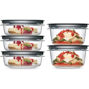 Rubbermaid Premier Food Storage Container, 10 Piece Set, Grey, BPA-Free, Microwave & Dishwasher Safe