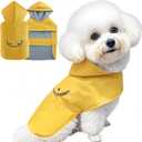 Dog Raincoat Dogs Rain Jacket Reflective Waterproof Pet Clothes Lined Poncho Rainwear Pocket Hooded Leash Hole Adjustable for Small Medium Dogs Puppy,Yellow, XS, Back Length 6.8 Inch