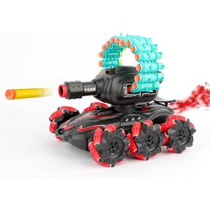 RC Dart Shooting Tank - Remote Control Battle Car with Shooting Turret - Motorized Robot Toy for Kids - Action Gift for Boys - RC Vehicle - Includes Compatible Darts