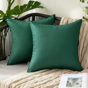 MIULEE Pack of 2 Decorative Outdoor Waterproof Pillow Covers Garden Cushion Sham Throw Pillowcase Shell for Spring Patio Tent Couch 18x18 Inch Army Green