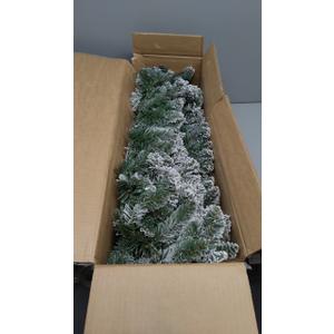 6 FT Snow Flocked Christmas Garland, Artificial Snow Flocked Christmas Decorations, White Winter Frosted Holiday Pine Wreath, Flexible PVC Garland for Mantel, Front Door, Window