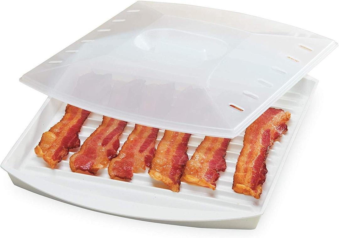 PrepSolutions Microwavable Bacon Grill, White  Nonstick, Easy-Clean Design, 1 Piece (Standard)