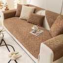 vctops Geometric Jacquard Plush Sofa Couch Covers Farmhouse Neutral Non Slip Sectional Couch Cover Soft Warm Sofa Slipcover for Dogs, Children, Pets Furniture Protector (Coffee,28"x28")