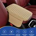 Car Center Console Cover, Car Arm Rest Cover with Side Storage Bags, 7.8In x 12.1In Universal for Most Cars, Trucks and Vans (Beige)
