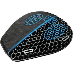 Motorcycle Gel Seat Cushion, 3D Honeycomb Shock-Absorbing, Hollow and Breathable, Hel Material is Compressive, Non-Breaking, Non-Hardening, Soft and Comfortable (Four Seasons)