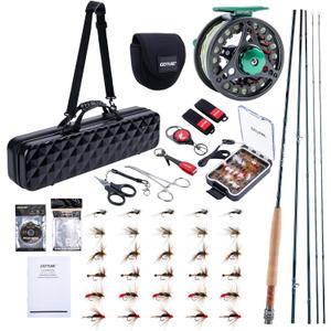 Goture Fly Fishing Rod and Reel Combo with Fly Rod & Gear Case, 9FT 4-Piece Fly Rod, Pre-Spooled Reel, Fly Line, Flies, Leader, Tippet, Forceps, Nipper and Complete Starter Kit