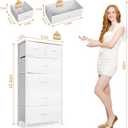 Mifuro Tall Dresser for Bedroom, Vertical Storage Organizer Tower with 6 Drawers, Chest of Drawers with Fabric Bins, Steel Frame, Wood Top for Bedroom, Closet, Entryway- White