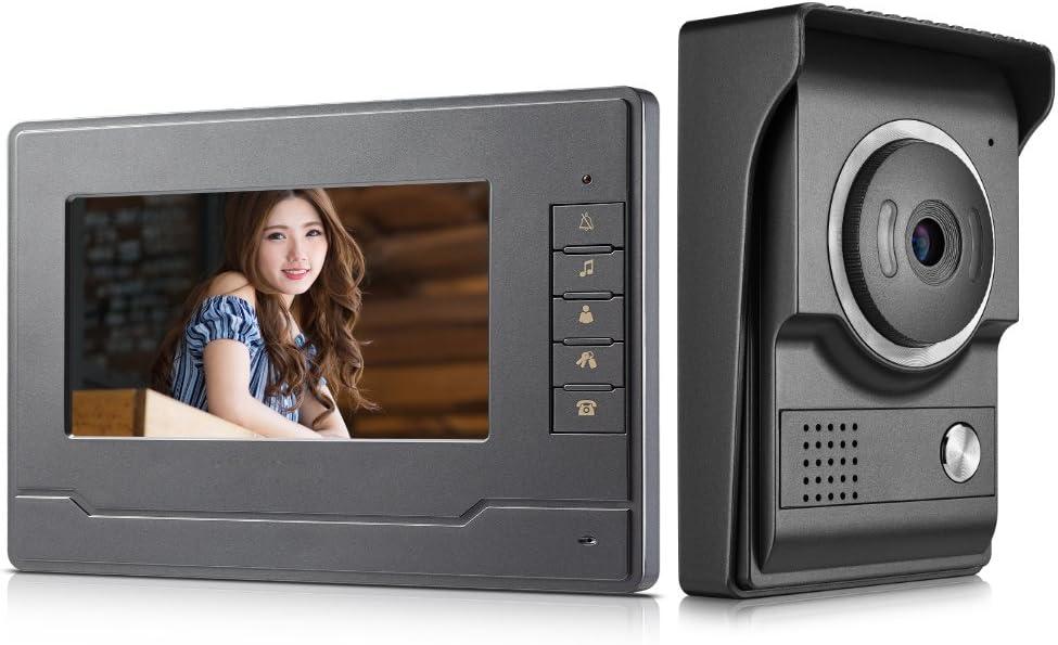 Video Intercom System, Wired 7 Inches Monitor Video doorphone Doorbell System, Video Door Phone HD Camera Kits Support Unlock, Monitoring, Dual-Way Intercom for Villa House, Office, Apartment