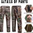 Hunting Pants for Men Camouflage Clothing Gear Windproof Fleece Lined for Winter (L)