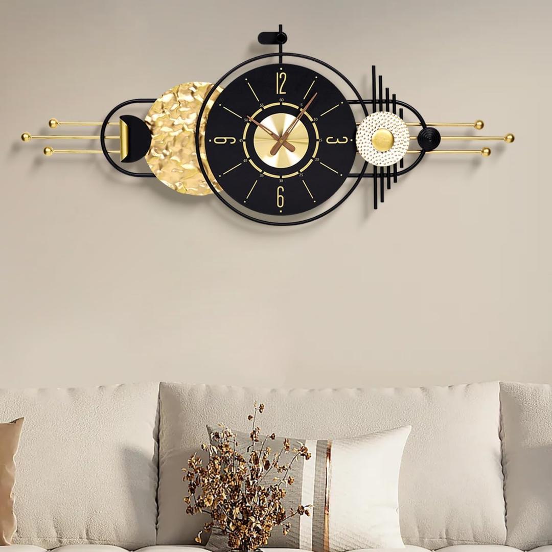 Ideal Housewarming Gift: 47x19 Inch Modern Decorative Wall Clock, Battery Operated Silent Non-Ticking Large Analog Clocks for Living Room, Bedroom, Entryway