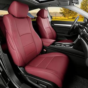 HKZ Custom Fit Accord Car Seat Covers for Honda Accord 2018 2019 2020 2021 2022 LX (Rear Row W/Solid Folding Backrest) - 5-Seats Full Set, Leather (Burgundy)
