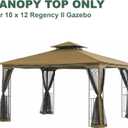 Replacement Gazebo Cover Compatible with SUNJOY 10 x 12 Regency II Patio Gazebo, L-GZ798PST, A111014400,(11X13 Ft) A101004104,A101004105,A111002001 (Beige)