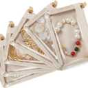 3 x 6 Pcs Travel Jewelry Bags for Women Girl, Velvet Jewelry Pouch, Small Clear Jewelry Bag, Zippered Jewelry Organizer, Luxury Jewelry Gift Bags (Beige)