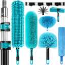 FIDISP 20FT High Ceiling Duster Kit, 4.5–12ft Heavy Duty Extension Pole, 9PCS with Hooks, Telescoping Duster, Fan Cleaner & Web Brush, Commercial/Home Use for Windows, Fans, Ceilings & Outdoor