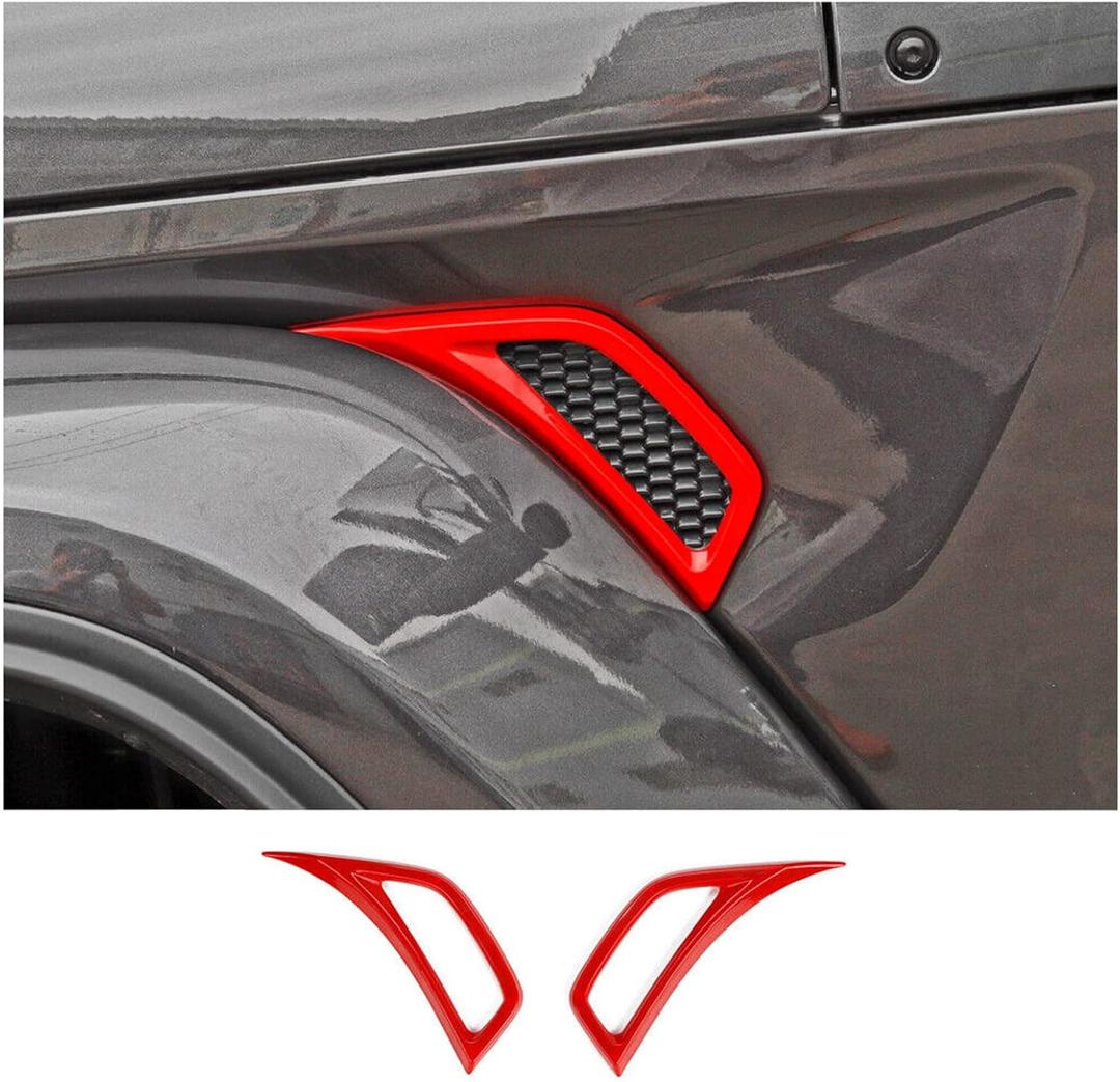 Voodonala Wheel Eyebrow Side Air Conditioning Vent Decoration Cover Trim for Jeep Wrangler JL JLU Gladiator JT 2018-2024(2pcs,red,ABS)