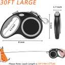 Retractable Dog Leash, 30 FT Dog Walking Leash for Small Medium Large Dogs up to 110 lbs, Heavy Duty No Tangle, Black