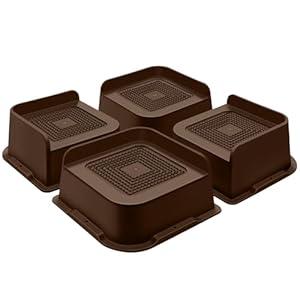 ANNKUT Bed Risers 2 Inch Heavy Duty, Furniture Risers for Bed Desk Table Sofa Couch, Oversized Bed Lifts Risers, Support up to 5000 Lbs(4 Pack Brown)