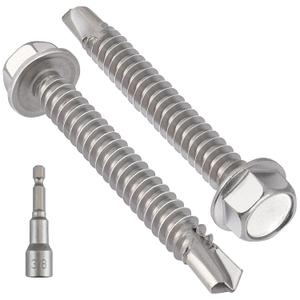 VGBUY 25Pcs #14 x 3 Self Drilling Screws for Metal,410 Stainless Steel Self Tapping Screws,Sheet Metal Screws,Quick Metal Tapping,Hex Washer Head