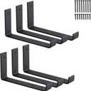 6-Pack Heavy Duty J-Shaped Shelf Brackets with Lip, 9 Inch Industrial Wall-Mounted Floating Support, Matte Black Finish, HOME MASTER HARDWARE