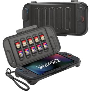 JSAUX Protective Case Compatible with Nintendo Switch 2 (2025), Hard Carrying Shell, Slim & Portable, Dustproof, Built-in Game Card Slot, Travel-Carry, Full Protection Cover  Translucent Black PC0116