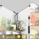 2 Head Grow Lights for Indoor Plants, 6000K Full Spectrum Grow Light for Flowers, Fruits, Vegetables, Auto On Off Timing, 9 Dimming, 360 Degree Adjustable Plant Lights, 1 Pack