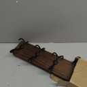 Kruodop Large Coat Rack Wall Mount Coat Hooks Coat Hanger with 10 Metal Black Triple- Hooks Brown Pine Real Wood Plank Hat Rack for Wall Hooks for Hanging Coat Hat Jacket