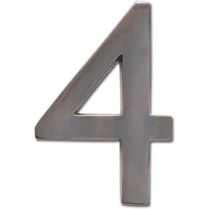Architectural Mailboxes 3582DC-4 4 inch Solid Brass Floating House Number, 4, Dark Aged Copper