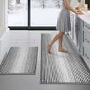 BSICPRO Bathroom Rugs and Mats Sets, 2 Piece Thick Absorbent Chenille Non Slip, Soft Shaggy Floor Mats, Machine Washable (20" x 47" Plus 16" x 24", Gray) (Grey)