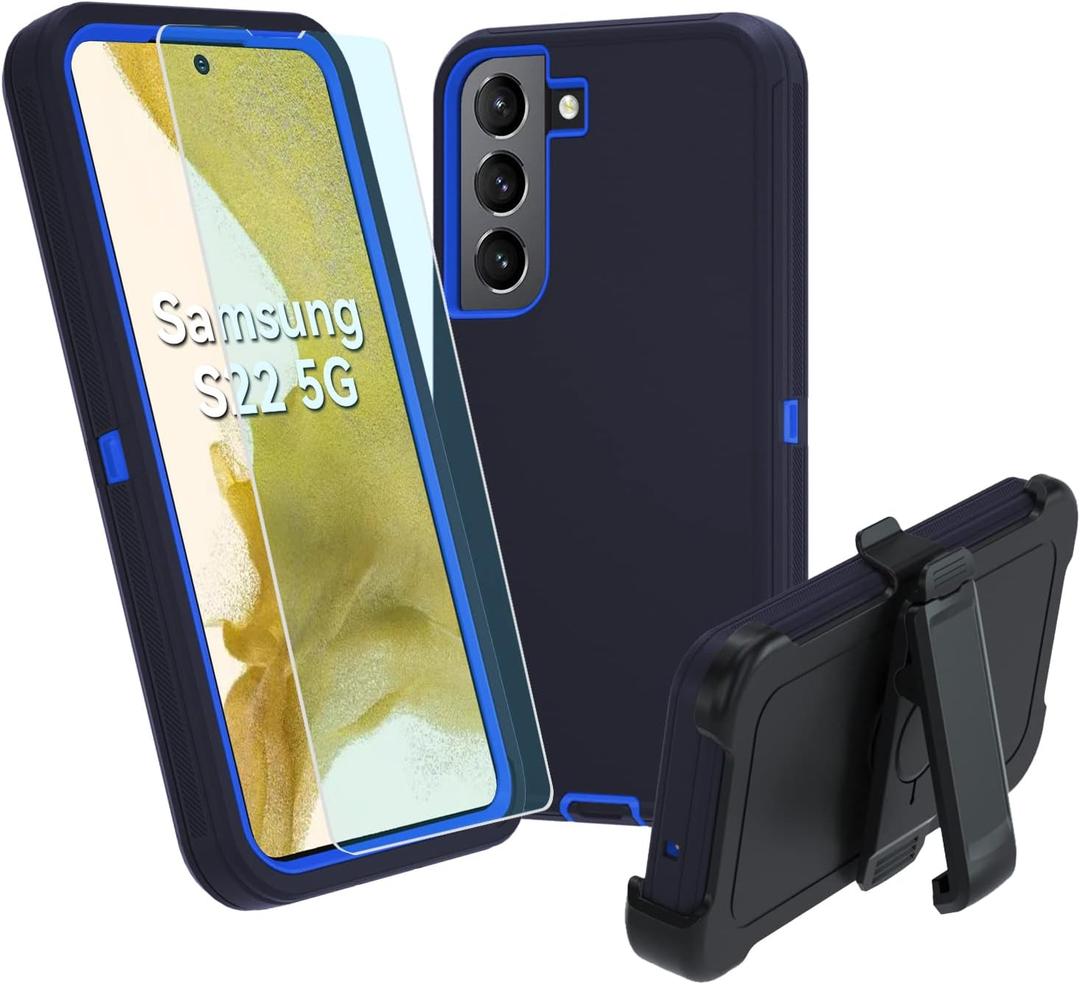 for Galaxy S22 5G case,Samsung S22 Heavy Duty case,[Military Grade Protective ],[Shockproof] [Dropproof] [Dust-Proof], Compatible with Samsung Galaxy S22 5G (Dark Blue)