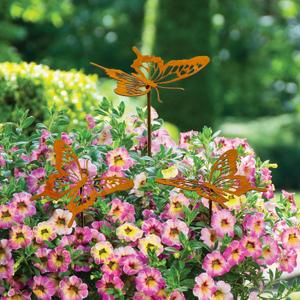Decorative Garden Stakes, Butterfly Metal Decor for Lawn, Patio and Plants | 3 Pcs accent set, flower beds and walkways, cottagecore style, garden lovers, For Patio Yard Porch Backyard, easy placement