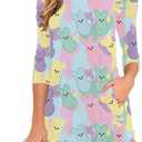 Roshop Women's Cinco de Mayo Fiesta Print T-Shirt Dress Long Sleeve Casual Pocketed Tunic Holiday Dress (Medium)
