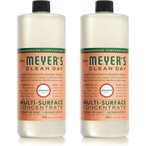MRS. MEYER'S CLEAN DAY Multi-Surface Cleaner Concentrate, Use to Clean Floors, Tile, Counters, Geranium, 32 fl. oz - Pack of 2