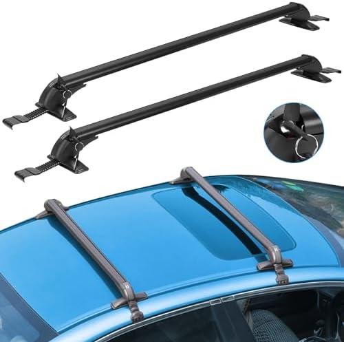 TeqHome Universal Roof Rack Cross Bars, 43" Aluminum Lockable Car Top Crossbars with Anti-Theft Lock, Adjustable Window Frame for Bare Roof Kayak Bike Rooftop Cargo Carrier Luggage 165LBS Max Load