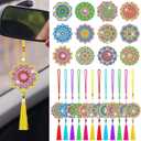 JenPen 12 Pcs Diamond Painting Car Ornaments Diamond Art Ornament for Car Double Sided Painting Hanging Ornament Crystal Gem Garden Decoration Paint DIY Kit (Classic Mandala)