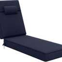72 x 21 x 4 Inch Olefin Chaise Lounge Cushions, Lounge Chair Cushions with Headrest for Outdoor Furniture - Weather and Fade Resistant Patio Replacement Furniture Lounge Chair Cushion