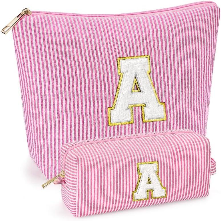 mibasies Graduation Gifts for Teen Girls Girlfriend - Mothers Day Gifts for Mom - 2PCS Gifted Box Makeup Bags - Cosmetic Bag for Travel Toiletry - Teen Girl Gifts Trendy Stuff Teacher Gift - Pink A
