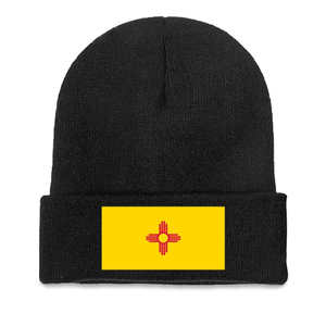 New Mexico Flag Beanie Knit Hat Winter Fall Headwear Skullies for Men Women