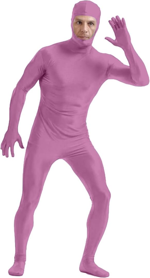 Men's and Women's Spandex Open Face Bodysuit Costume Adult Stretchy Halloween Cosplay Body Suit Zentai Suit Outfits