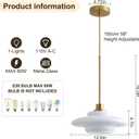 Mid Century Modern Pendant Light Fixtures,Gold Milk Glass Pendant Lights Kitchen Island with White Glass Shade Pendant Lighting for Dining Room Bedroom, 12.6 inches x 12.6 inches x 67 inches