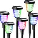 Solar Outdoor Lights,6 Pack Dream Dynamic Solar Pathway Lights,Waterproof Color Changing Walkway Lights Maintain 10 Hours of Lighting for Garden, Landscape, Path, Yard, Patio, Driveway