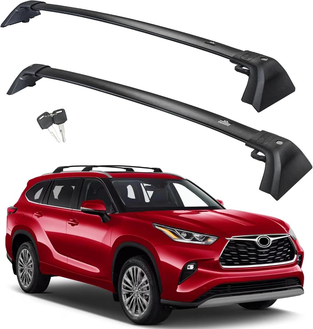 Heavy Duty Roof Rack Crossbar Fits for 2020-2026 Toyota Highlander XLE/XSE/Limited/Platinum/Hybrid, (Not Fit Highlander L/LE/LE HYBRID), Anti Theft Mechanism Lock Max 260 lbs for Snowboards