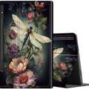 Case for Samsung Galaxy Tab S9 Plus/S9 FE Plus 5G 12.4 Inch Tablet 2023 (Model SM-X810/SM-X816B/SM-X818U/SM-X616B), Leather Multi-Angle Stand Cover with Auto Sleep/Wake, Dragonfly Peony
