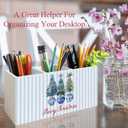 Chinoiserie Christmas Kitchen Utensil Holder, Xmas Tree Grandmillennial Cooking Utensil Holder Wooden Storage Organizer Box for Kitchen Counter, Blue and White Christmas Decor