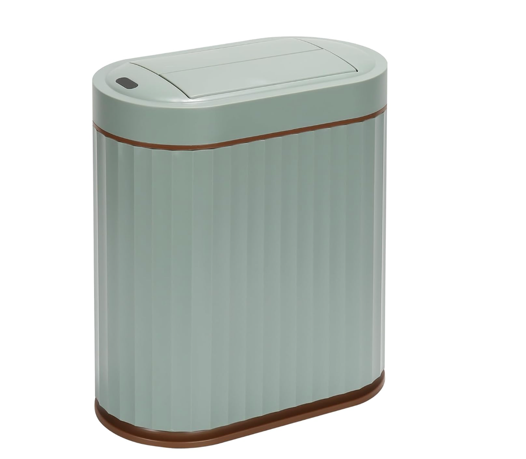 Bathroom Trash Can with Lid Butterfly 2 Gallon Sensor Trash can, IPX5 Waterproof Garbage Can Bathroom Decor, Automatic Trash Bin, Under-Counter Wastebasket for Kitchen, Living Room, Green