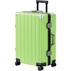 Krute Zipperless Luggage 24 Inch Aluminum Frame Suitcase with Spinner Wheels PC+ABS Hardide Checked Luggage TSA Approved (Green)