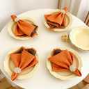 Orange Cloth Napkins 18x18 Inch, Reusable Washable Thick Dinner Napkins Set of 6, Jacquard Texture Table Napkins Ideal for Farmhouse Party Wedding Hotel Thanksgiving