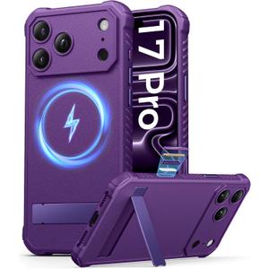 ASAFCASE for iPhone 17 Pro Case Magnetic, Built-in Stand, Compatible with MagSafe, Rugged Military Grade Drop, Camera Control, Silicone Thin Hard Women Men Case for iPhone 17 Pro 6.3", Dark Purple