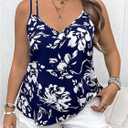 MakeMeChic Women's Plus Size Camisole Floral Print Spaghetti Strap Sleeveless Cami Top (XL)